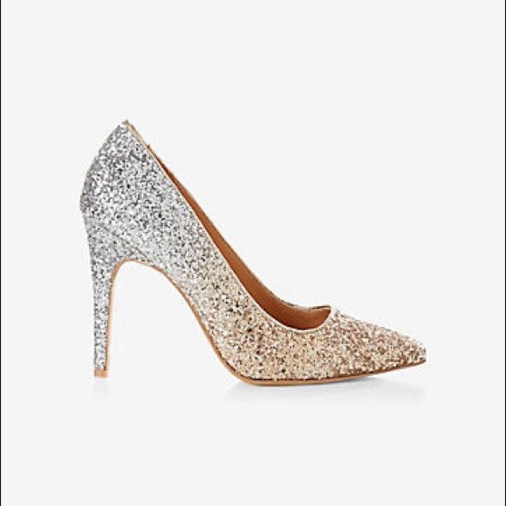 Ombré glitter classic pointed toe heels